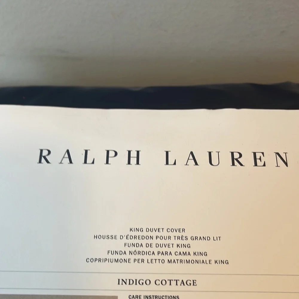 Ralph Lauren King Indigo Cottage 100% Cotton Duvet Cover
